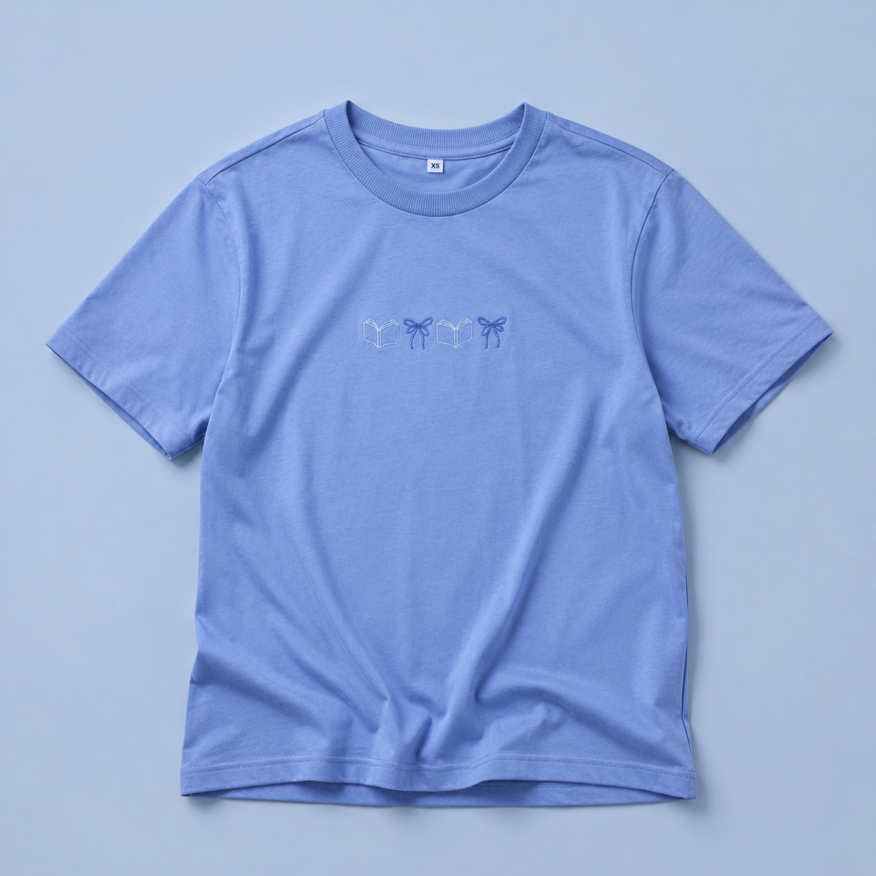Book & Bow T-Shirt - powder blue