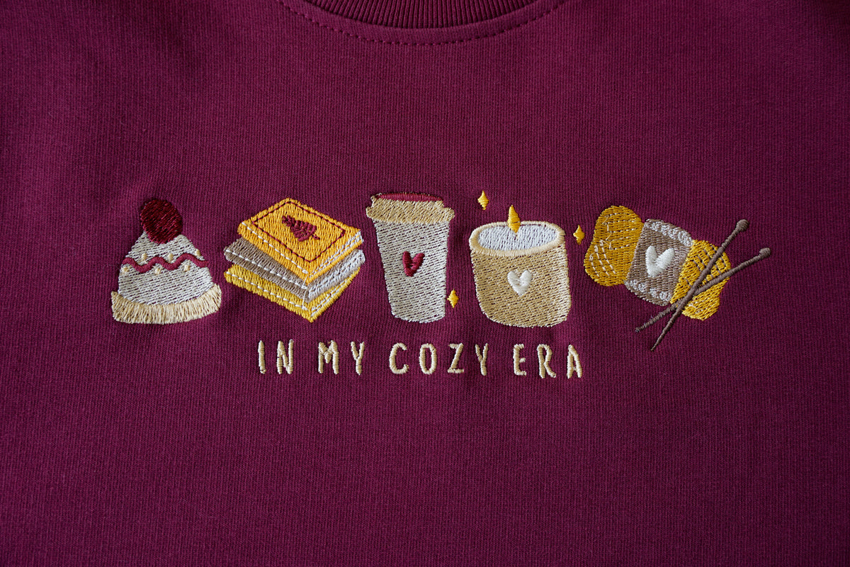 "In My Cozy Era" Autumn Sweater | Wine