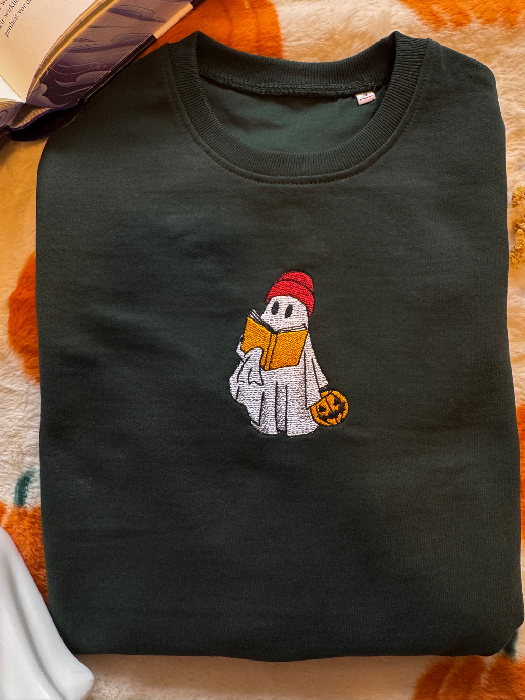 Cozy Ghost Sweater for Readers | Forest Green